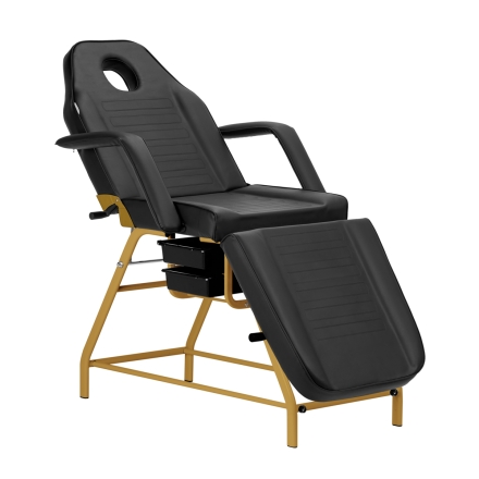 Fotel kosmetyczny 557G z kuwetami złoto czarny - 2