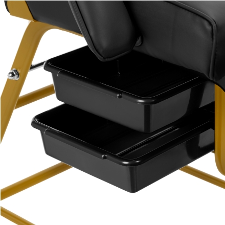 Fotel kosmetyczny 557G z kuwetami złoto czarny - 8