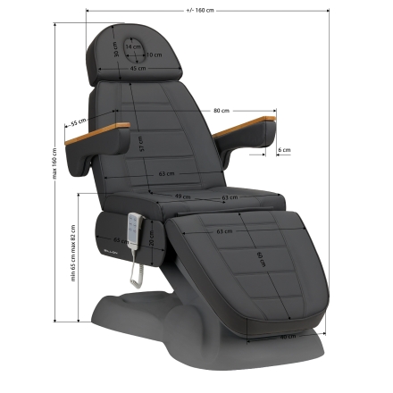 Fotel kosmetyczny elektryczny SILLON Lux 3 silniki szary, szara podstawa - 15