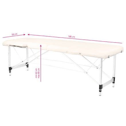 Stół składany do masażu aluminiowy komfort Activ Fizjo 2 segmentowe cream - 5