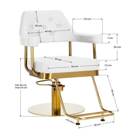 Gabbiano fotel fryzjerski Granada złoto biały - 8