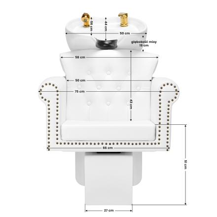 Gabbiano myjnia fryzjerska Berlin złoto biała - 14