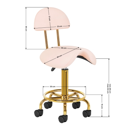 Taboret kosmetyczny 6001-G złoto - różowy - 8