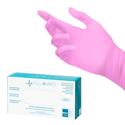 All4med jednorazowe rękawice diagnostyczne nitrylowe różowe L 10 x100szt - 2