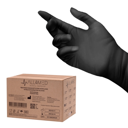 All4med jednorazowe rękawice diagnostyczne nitrylowe czarne L 10 x100szt