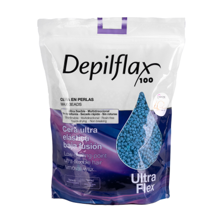 Depilflax 100 elastyczny wosk do depilacji o niskiej temperaturze topnienia perłowy Ultraflex blue 1000g