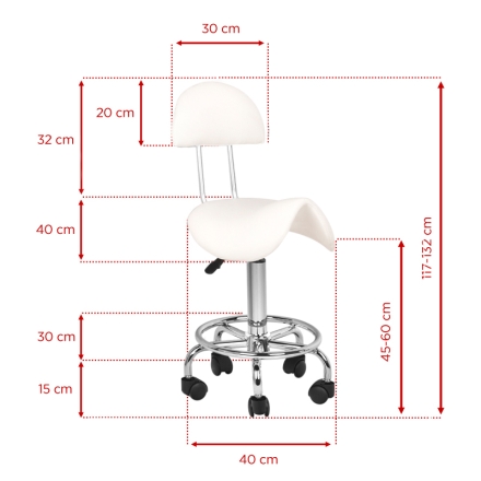 Taboret kosmetyczny 6001 biały - 5