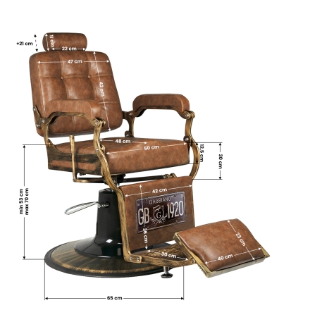 Gabbiano fotel barberski Boss Old Leather jasnobrązowy - 8