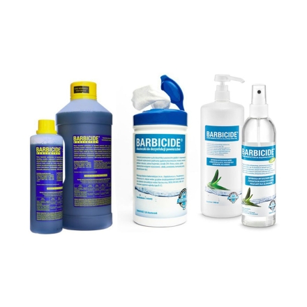 Barbicide - zestaw koncentrat 2000 ml + hand disinfection 250 ml + wipes 120 szt.