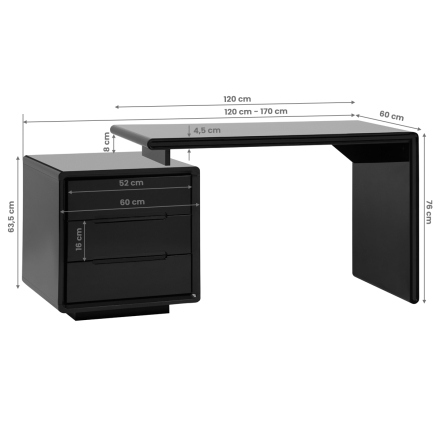 Biurko kosmetyczne 3304B czarne - 7