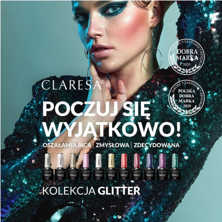 CLARESA Lakier hybrydowy GLITTER 10 -5g - 2