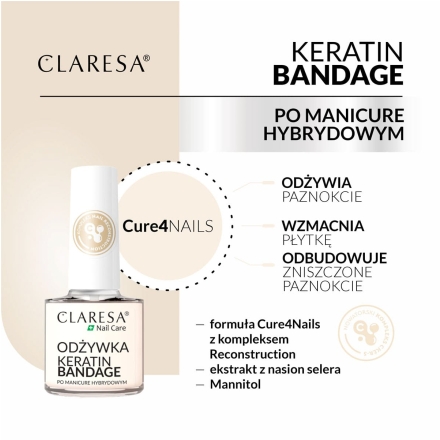 CLARESA Odżywka do paznokci Keratin Bandage 5 g - 4