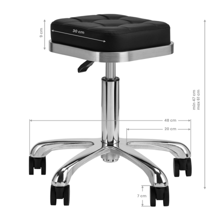 Taboret kosmetyczny M-1645 srebrno czarny - 4