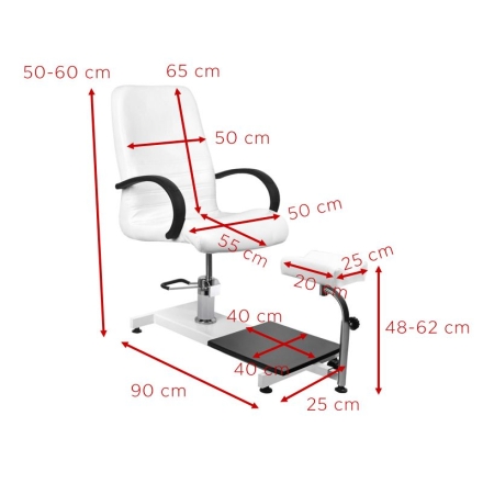 Fotel kosmetyczny hyd. Spa 100 pedi biały - 5